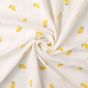 Double Gauze Embroidery Lemons - White