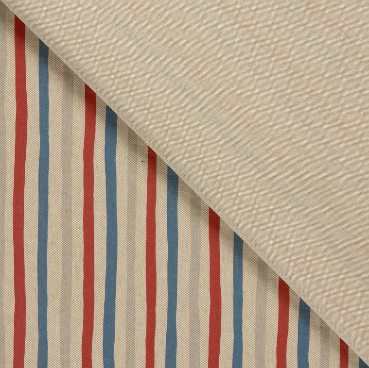 Canvas Digital Strepen Rood/Blauw/Naturel 