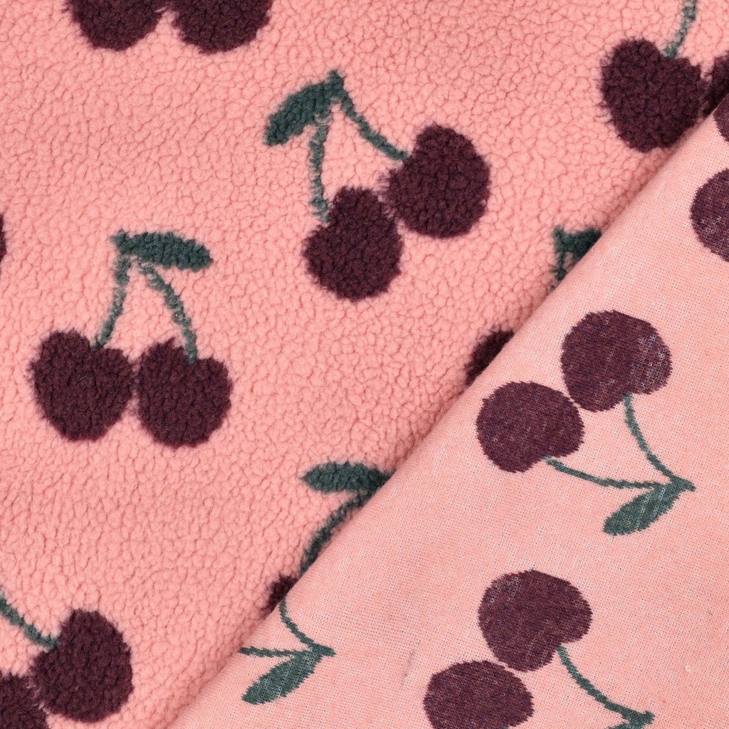 Teddy Jacquard Cherries Dark Rose