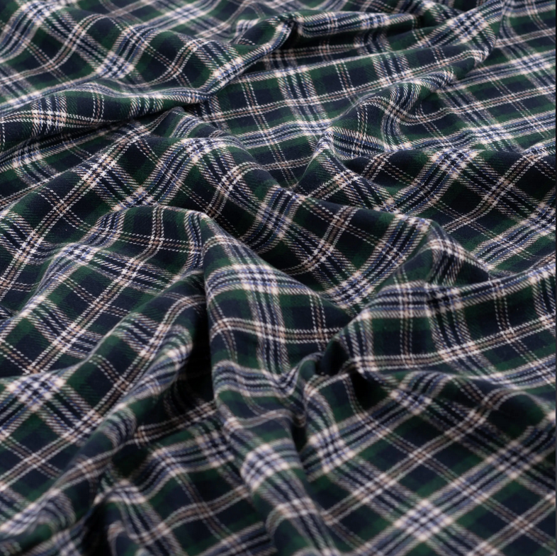 Flanel Yarn Dyed Check Marine/Emerald