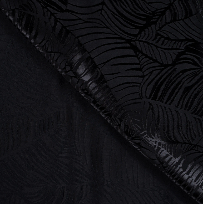 Viscose Jacquard Leaves Black