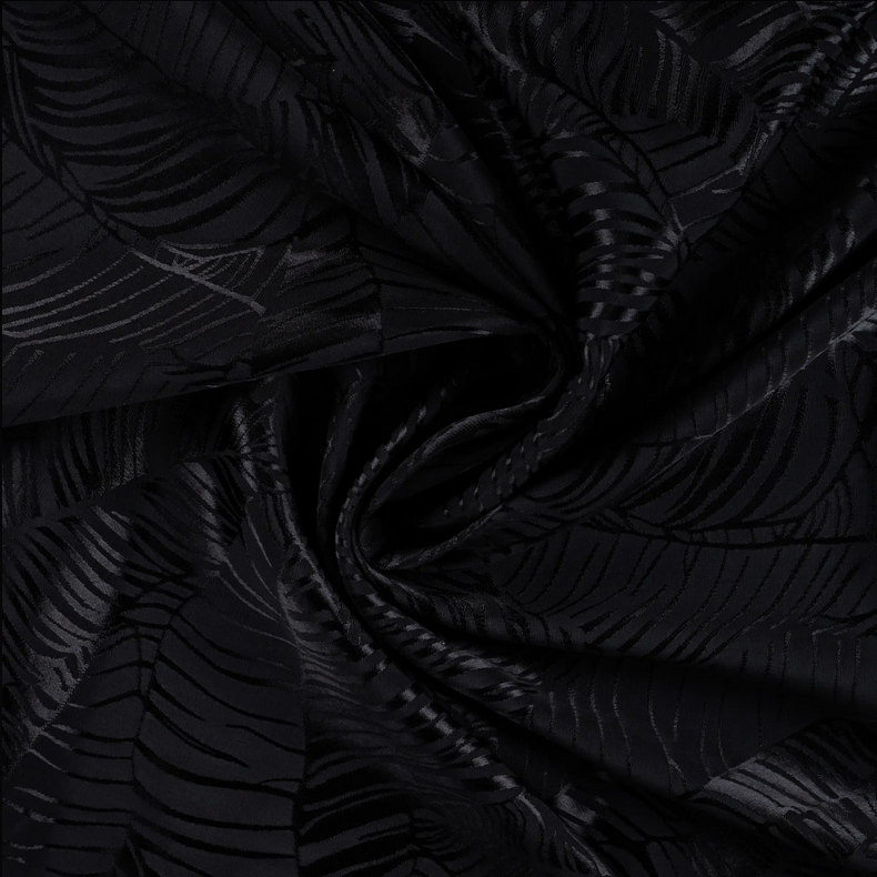 Viscose Jacquard Leaves Black