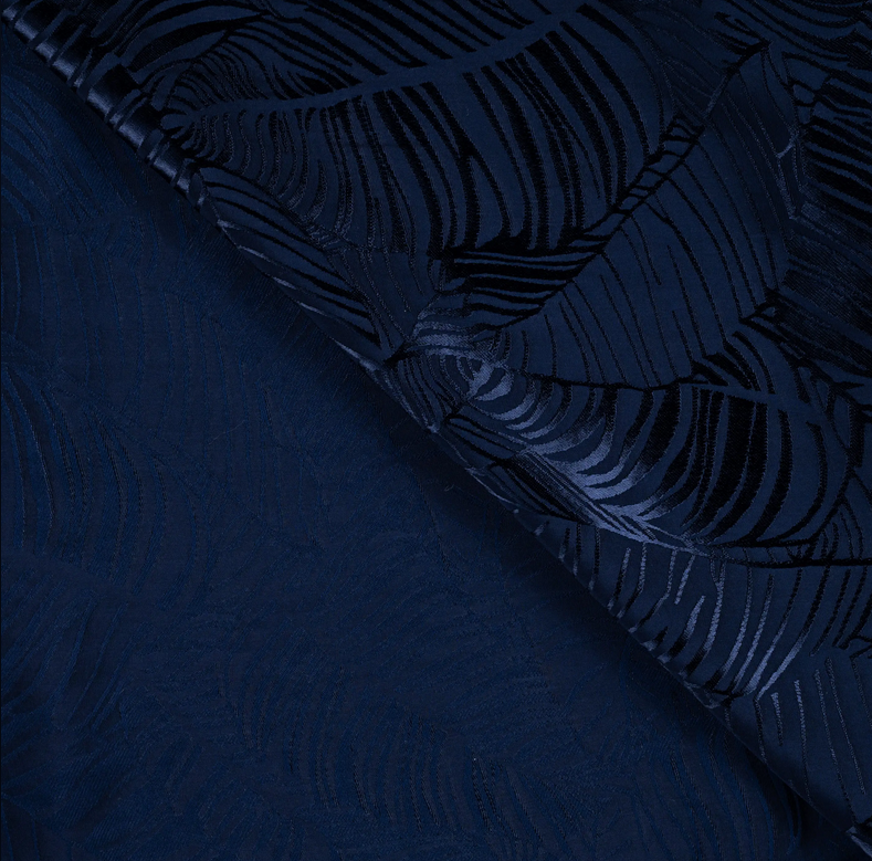 Viscose Jacquard Leaves Navy
