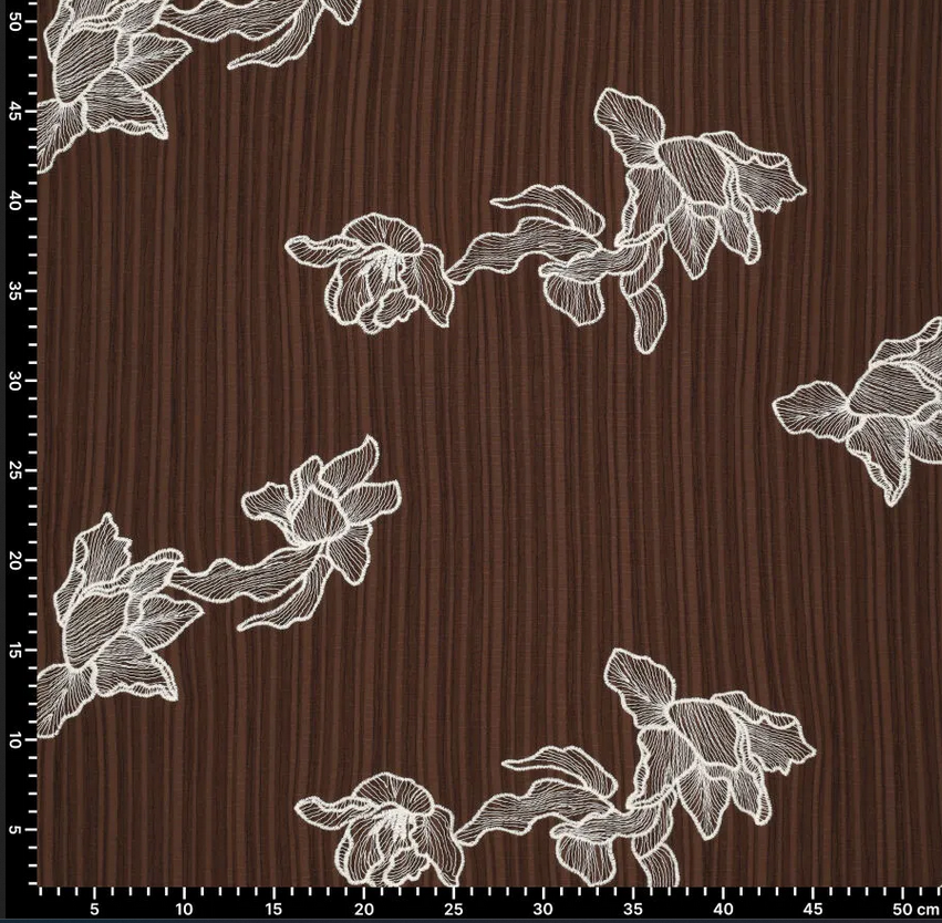 Adari Embroidery Viscose Brown