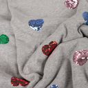 French Terry Hearts Paillet Grey Melange