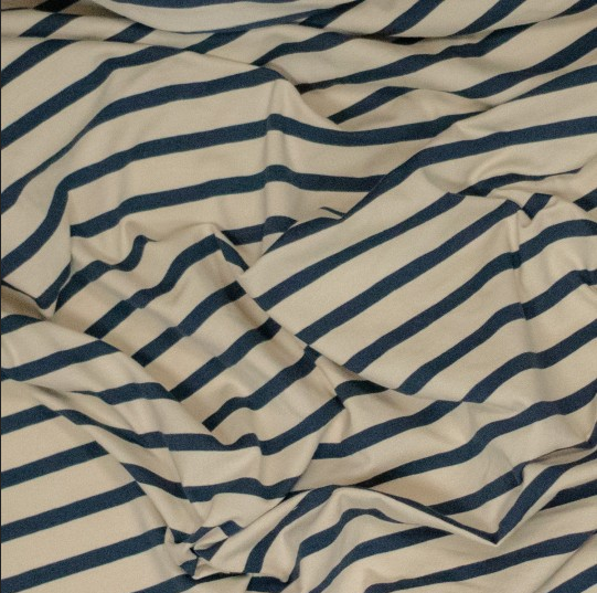 Jersey Katoen Yd Stripe Ecru/Navy