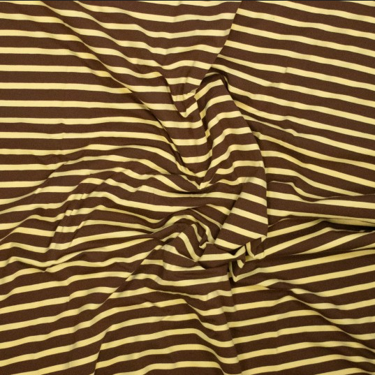 Jersey Katoen Yd Stripe Brown/Vanille