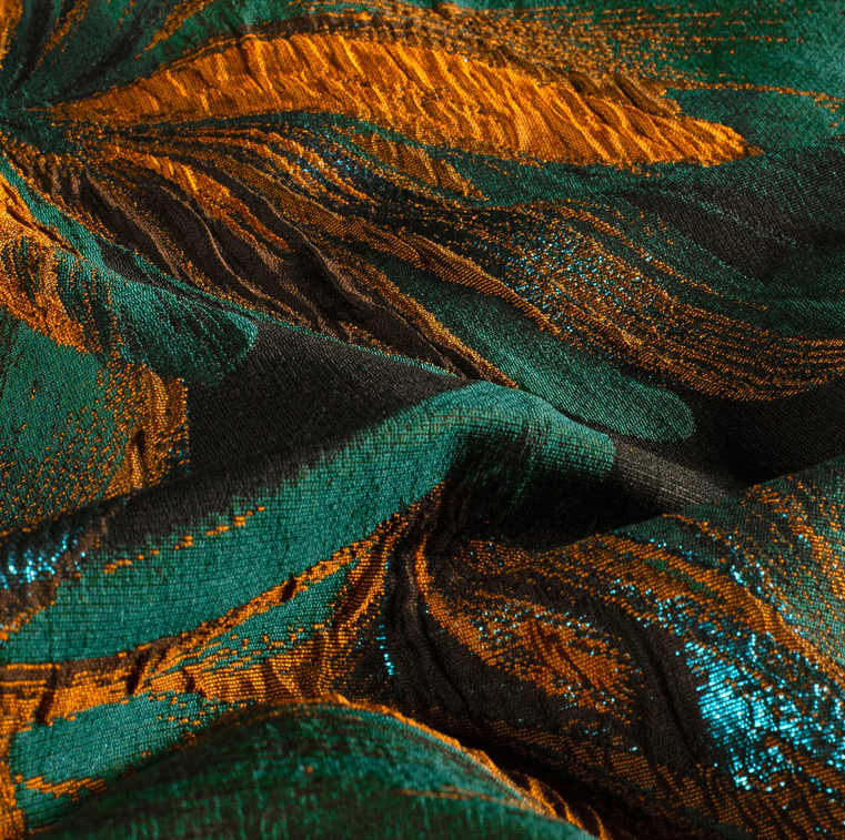 Jacquard Lamée Big Flower Petrol