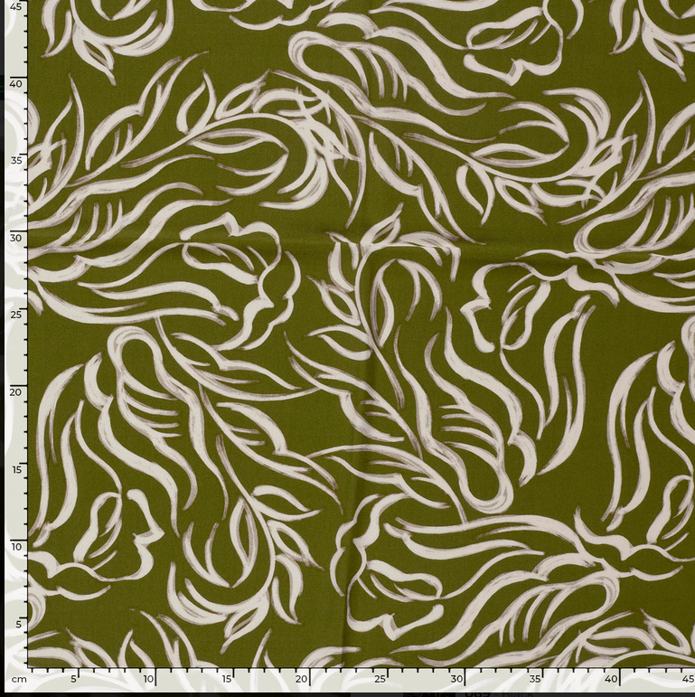 Viscose Twill Leaf Pattern Olive