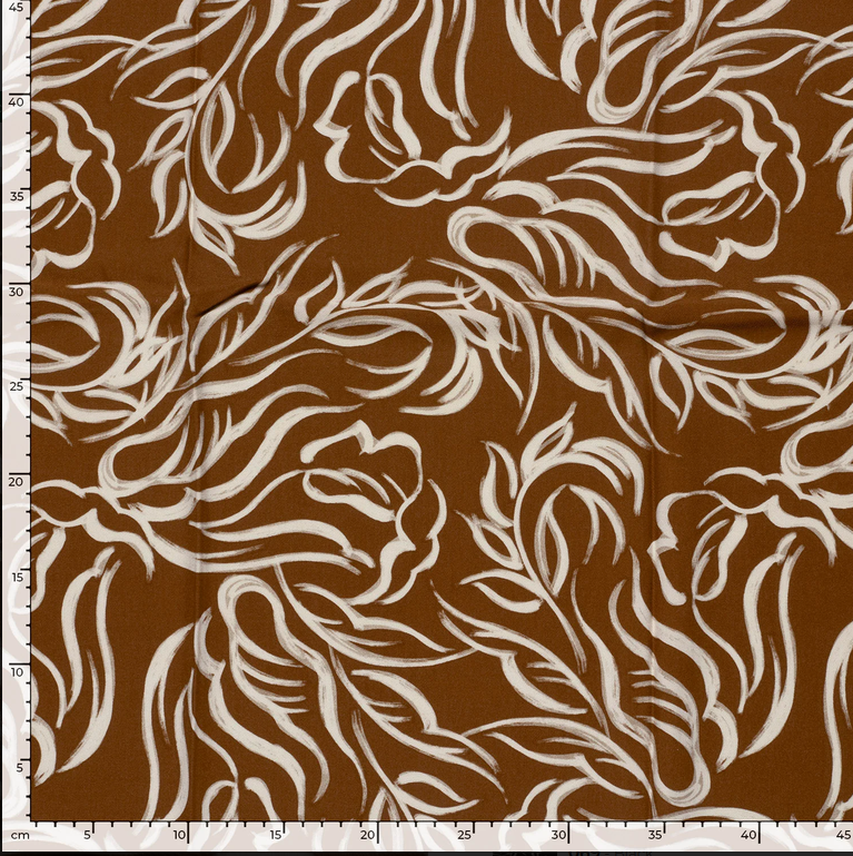Viscose Twill Leaf Pattern Brown