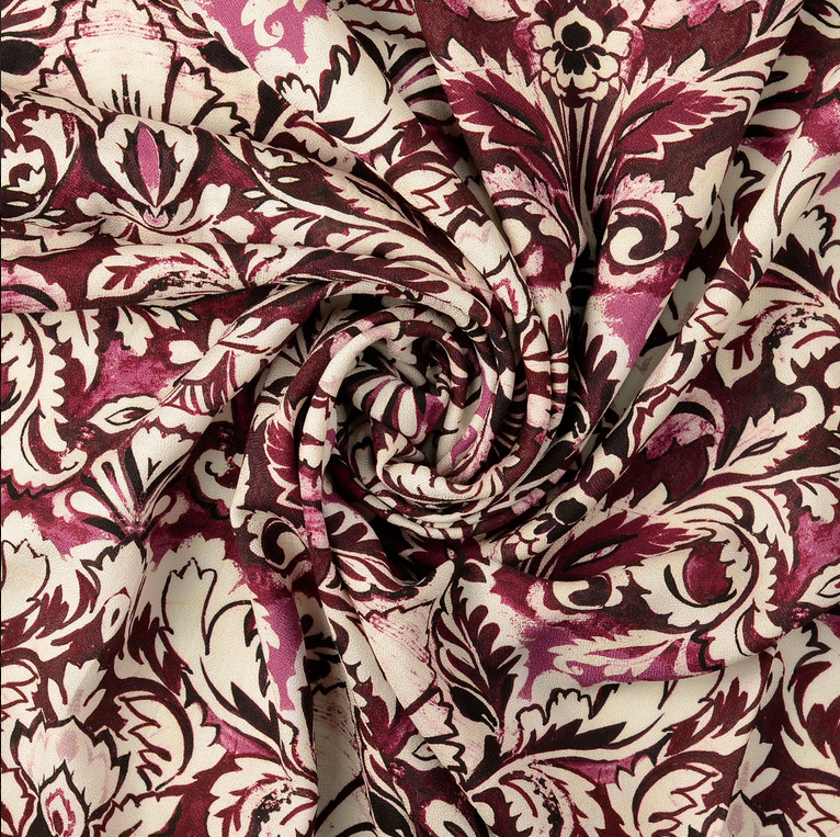 Viscose Crêpe Ornaments Bordeaux