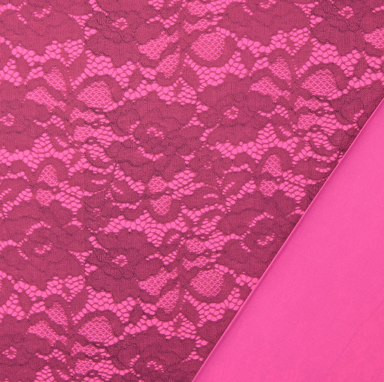 Viscose Satin Laceprint Pink