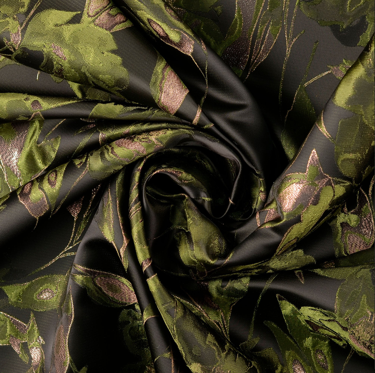 Jacquard Lurex Flowered Green
