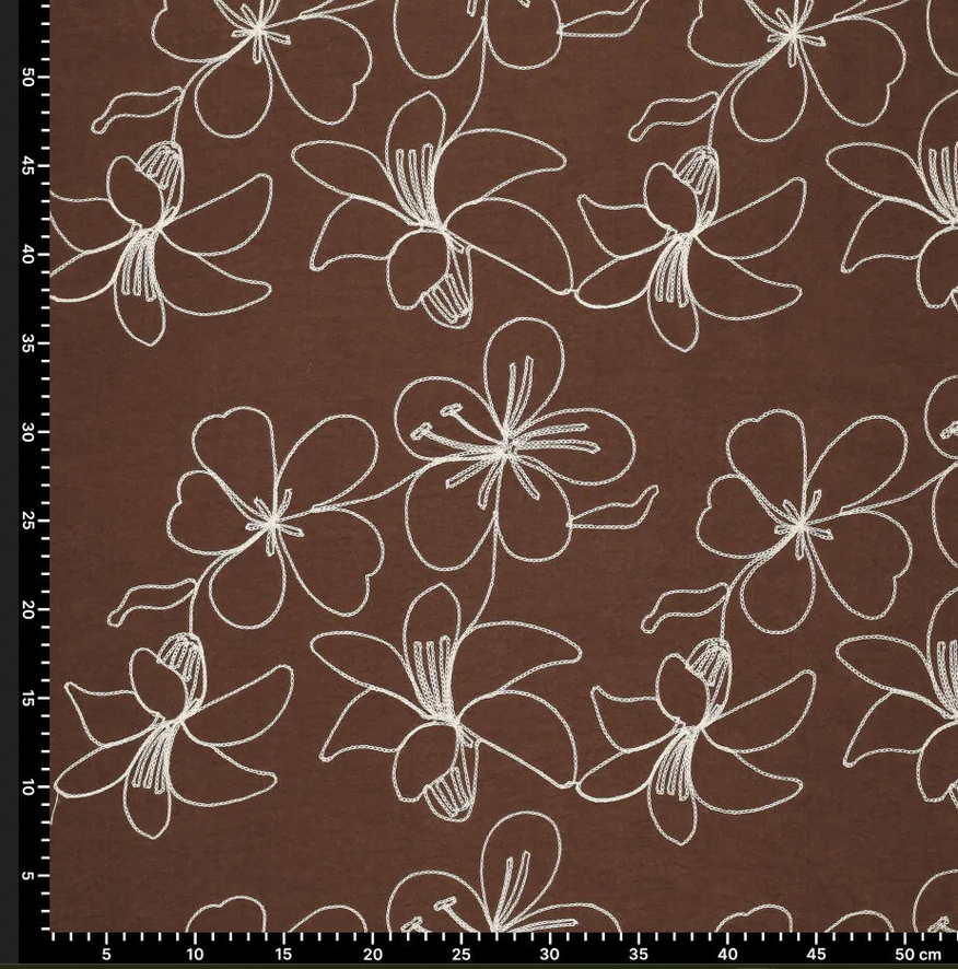 Peach Skin Embroidery Brown