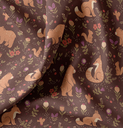 Katoen Print Dans le Forêt - Aubergine