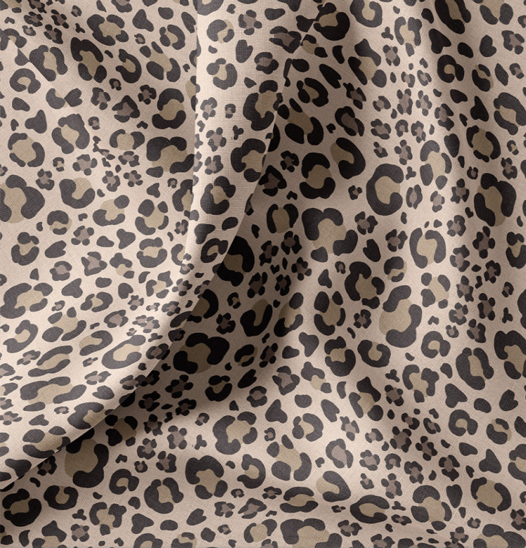 Katoen Print Leopard Charbon/Beige