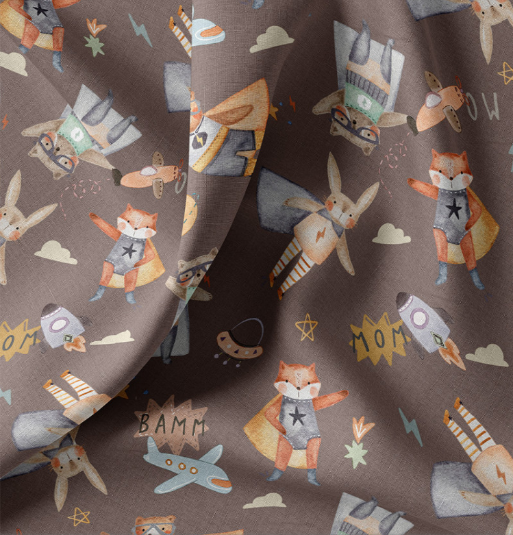 Katoen Digital Print Bamm Chocolat/Marron
