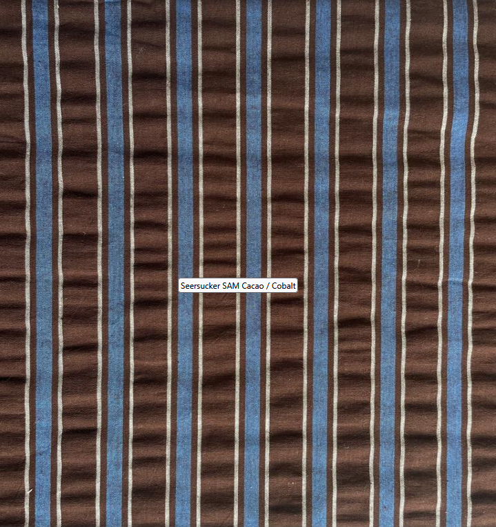 Seersucker Rayures tisse teint Cacao/Cobalt