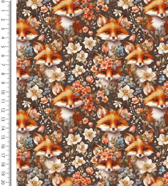 Jersey Digital Floral Fox Orange