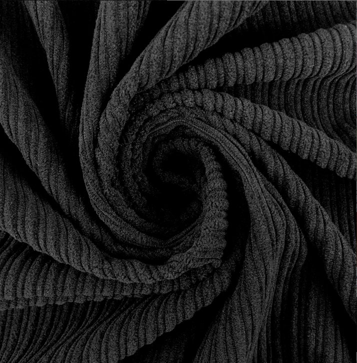 Corduroy Soepel Stretch High-Low Rib Black