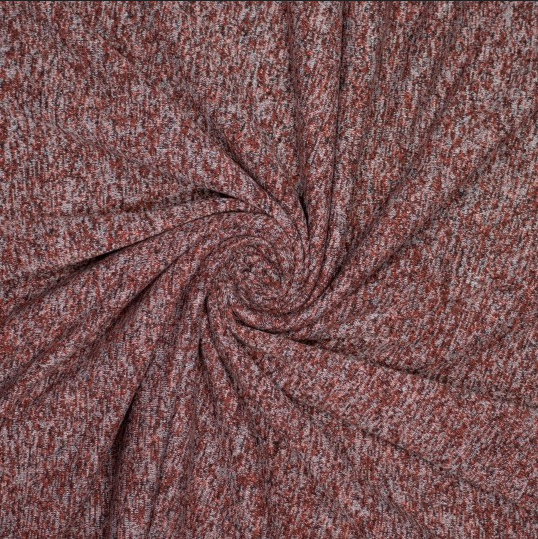 Jersey Polyester/Katoen Brushed Melange Bordeaux