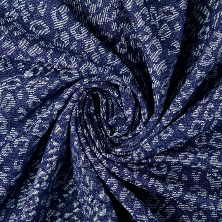 Jeans Jacquard Leopard Dark Blue
