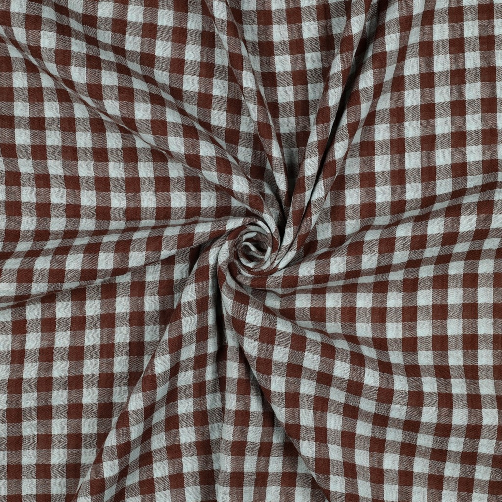 Double Gauze Yarn Dyed Checks Blue/Brown
