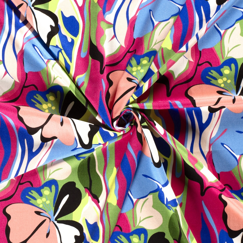 Viscose twill print abstract fuchsia