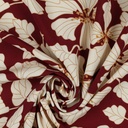 Viscose Ecru Flowers on Bordeaux