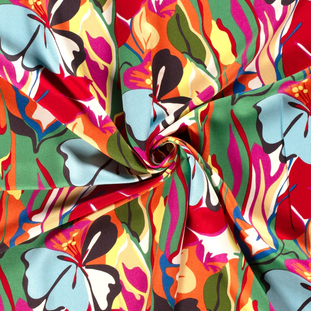 Viscose twill print abstract groen
