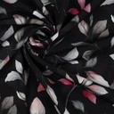 Viscose Poplin Stretch Leaves Black