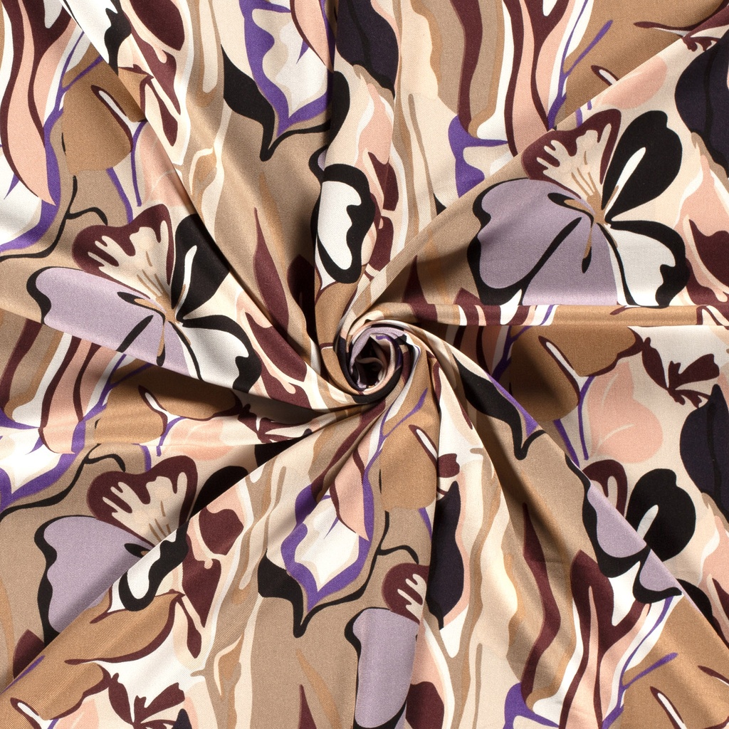 Viscose twill print abstract taupe