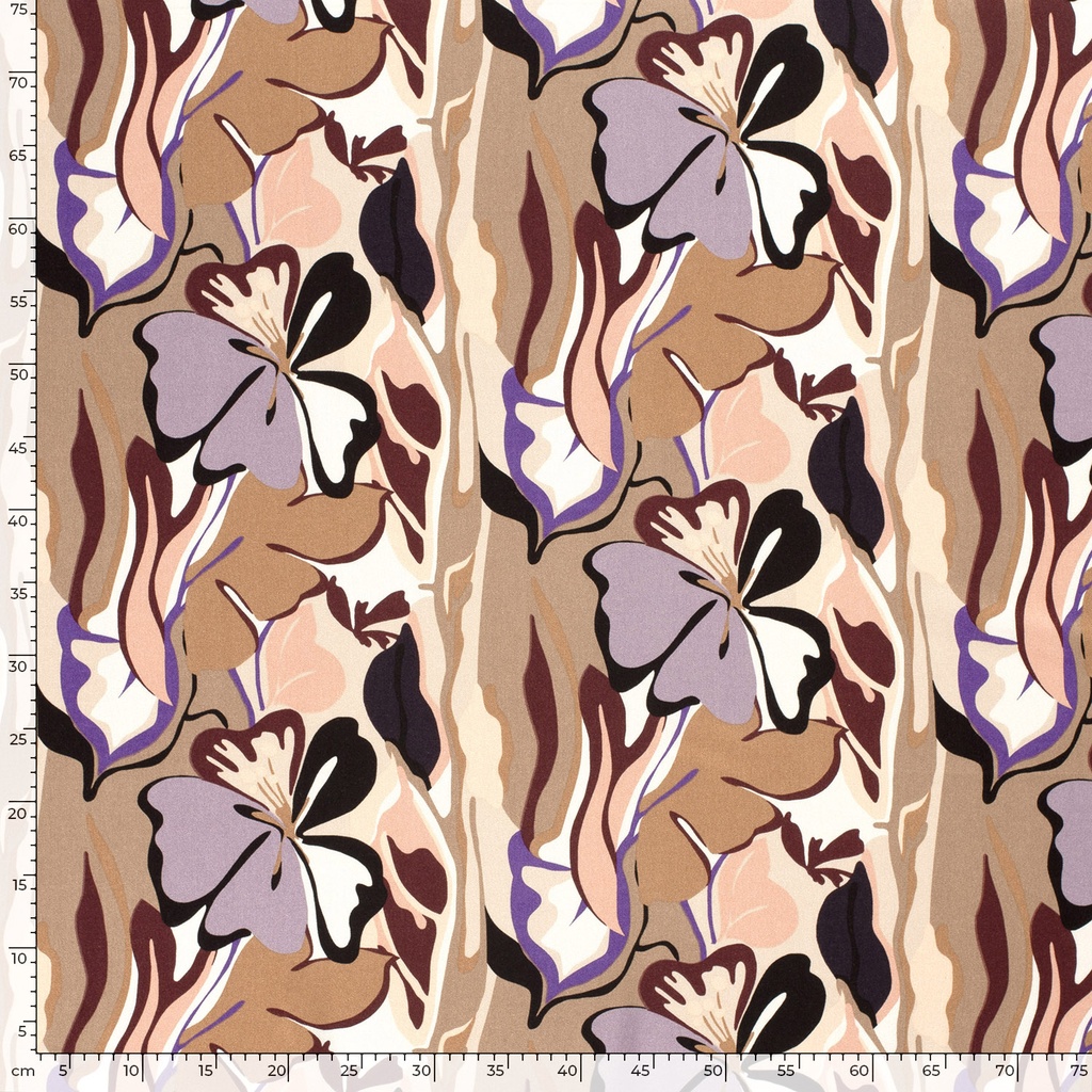 Viscose twill print abstract taupe