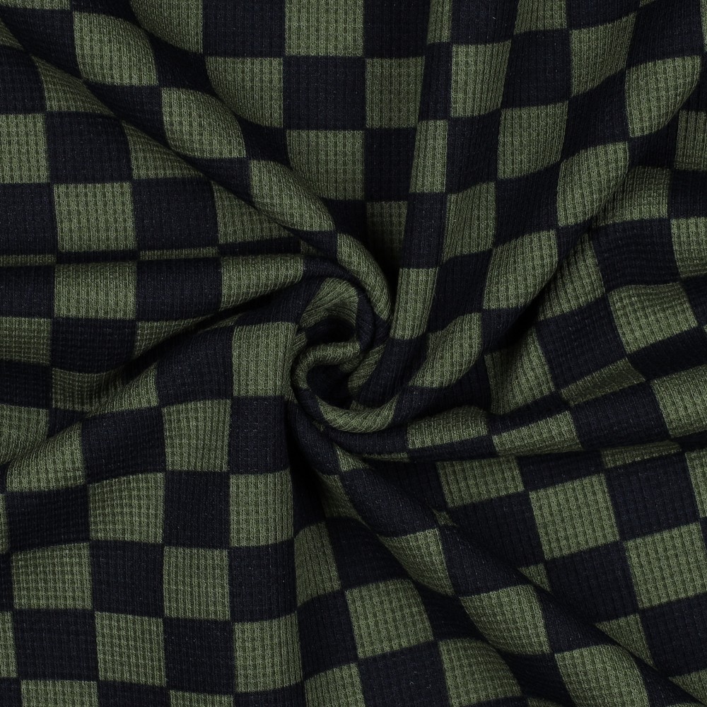 Jersey Waffle Check 17 cm. Army Green