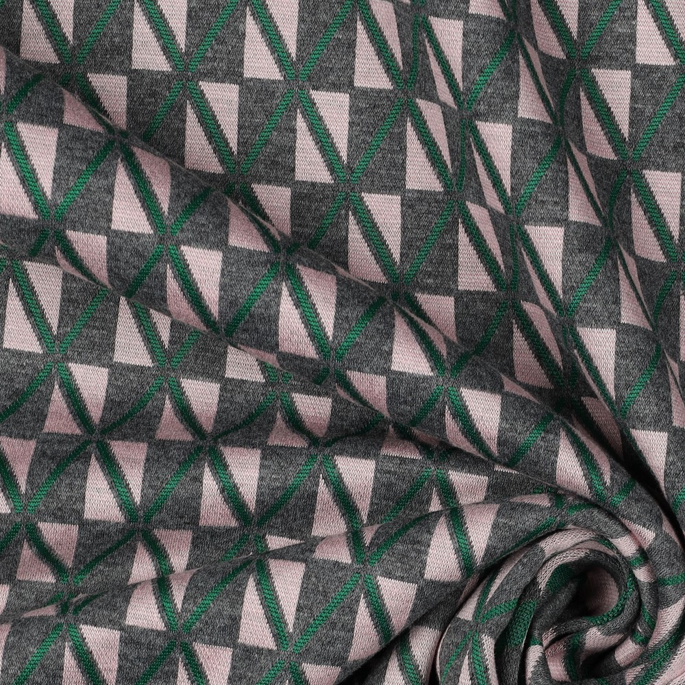 Jersey Jacquard Grafic Check Green/Rose/Grey