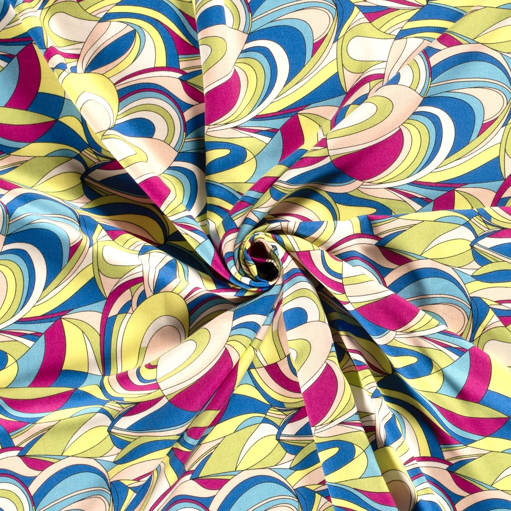 Viscose twill print abstract groen