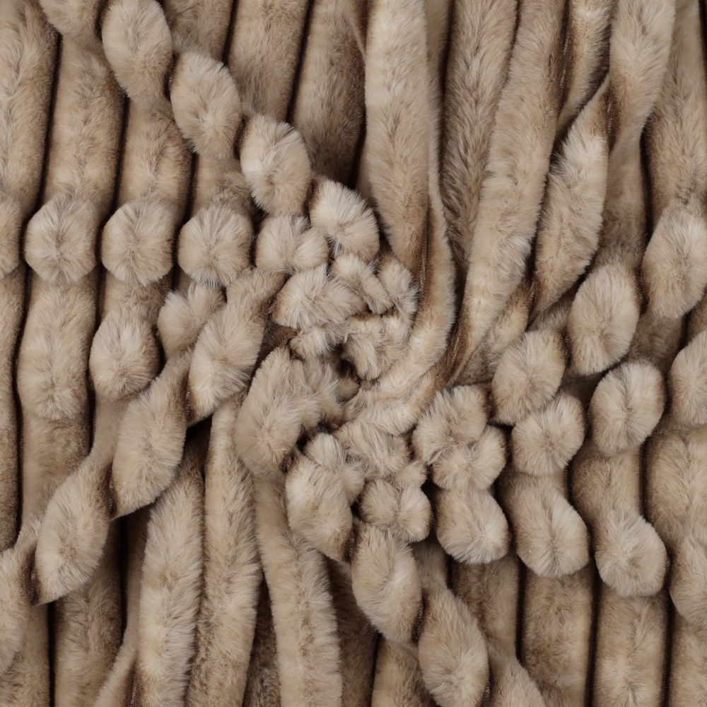 Faux Fur Stripes Sand
