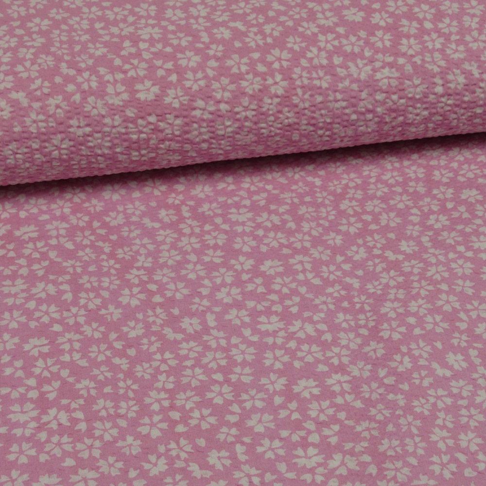 Seersucker Print Bloemetjes Rose