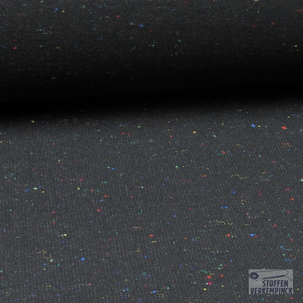 Tweed met Gekleurde Spikkels Zwart