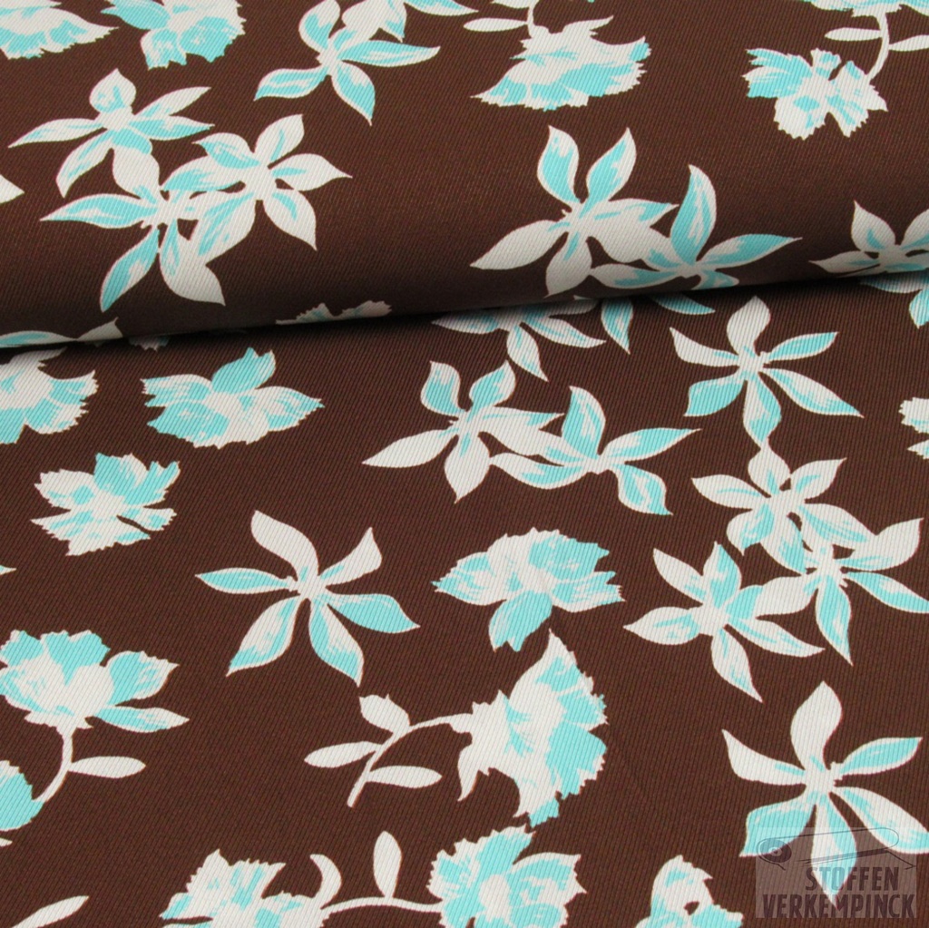 Viscose Print Flowers Brown