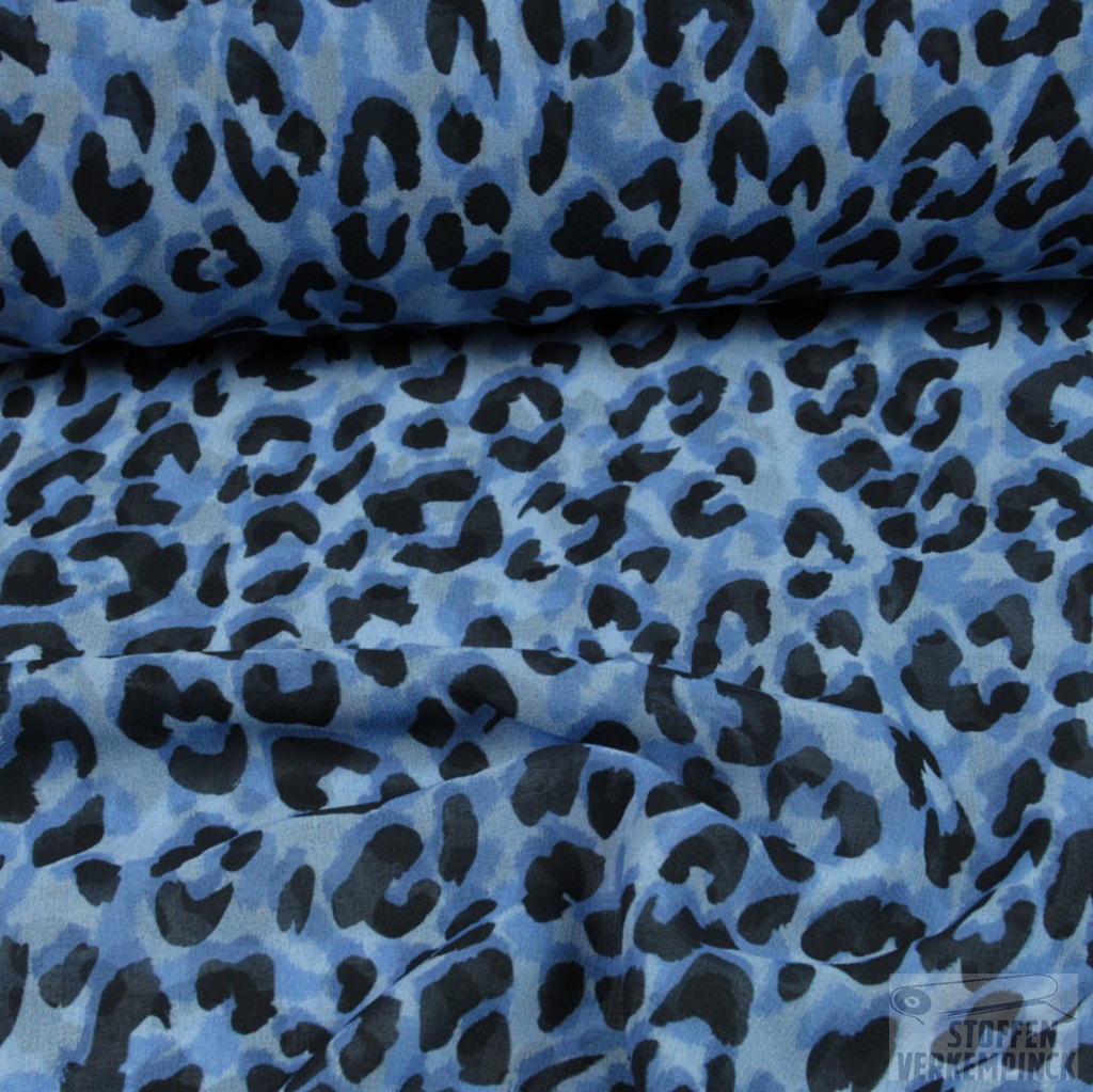 Voile Luipaardprint Blauw