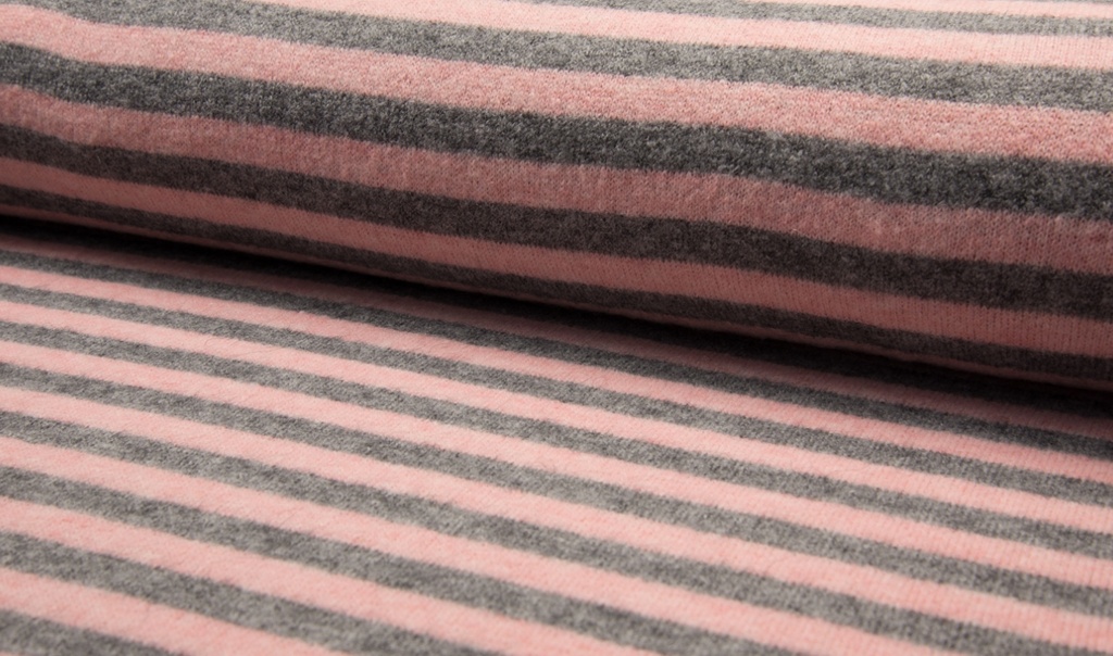 Jersey Wool Fiera Small Stripes Rose