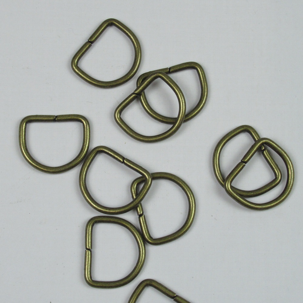 D-ring metaal 20mm geel brons(per stuk)