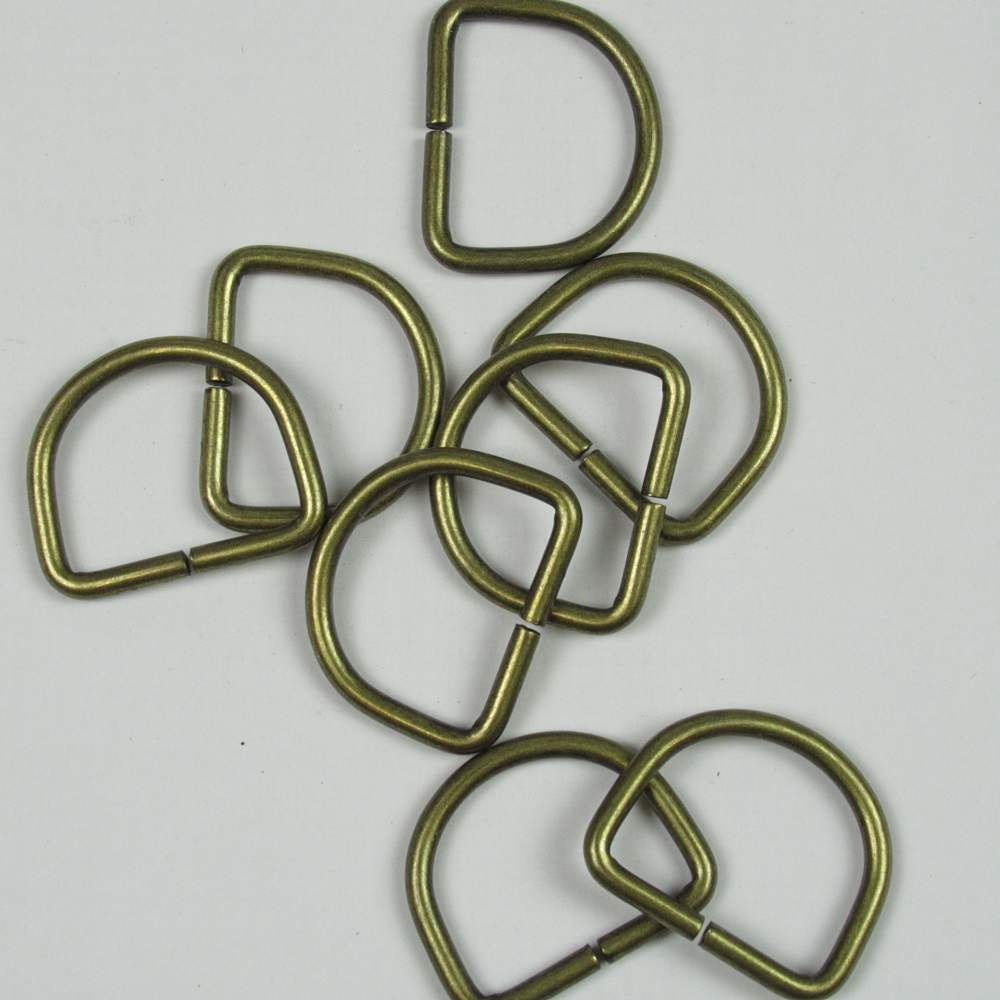 D-ring metaal 25mm geel brons(per stuk)