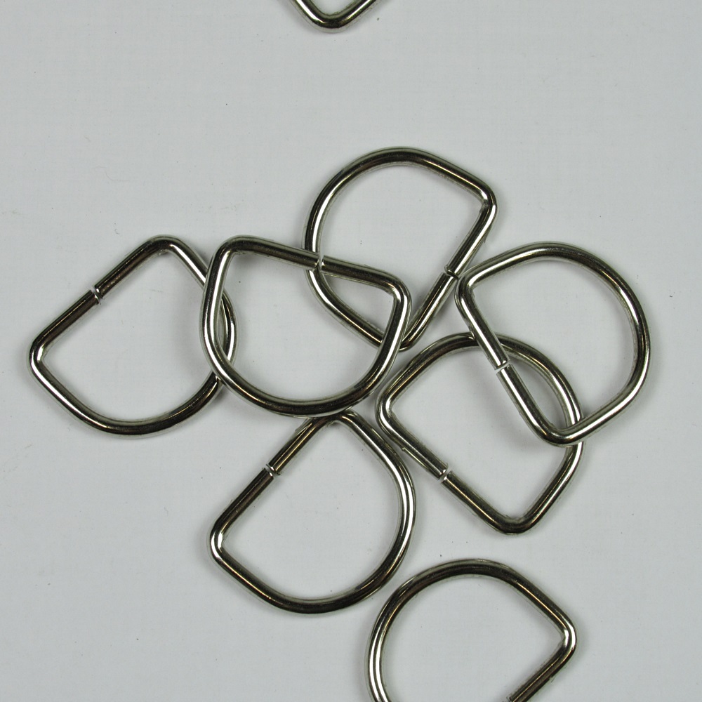 D-ring metaal 25mm nikkel (per stuk)