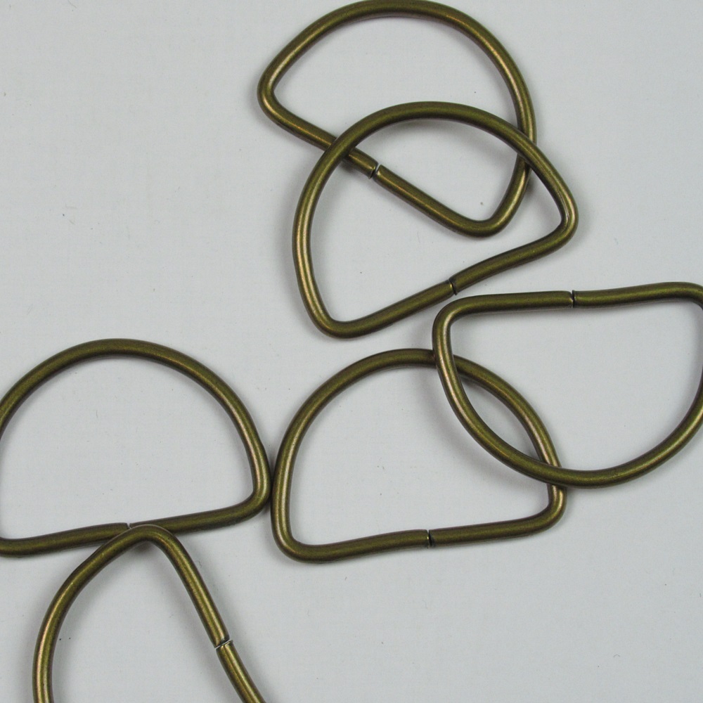 D-ring metaal 40mm geel brons (per stuk)