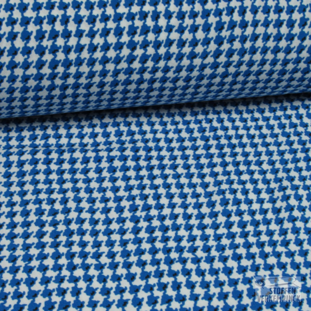 Viscose Print Pied de Poule Blauw