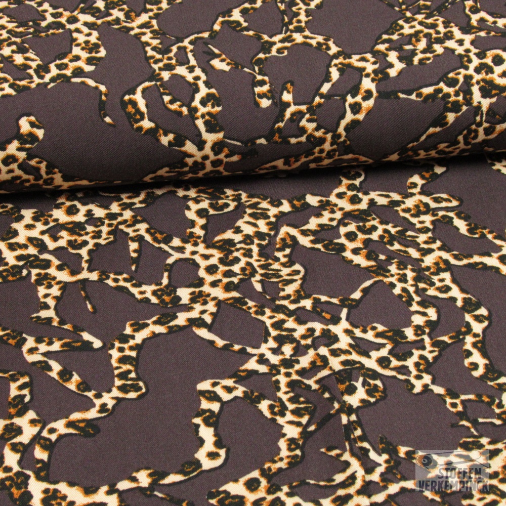 Viscose Twill Luipaardmotief Bruin