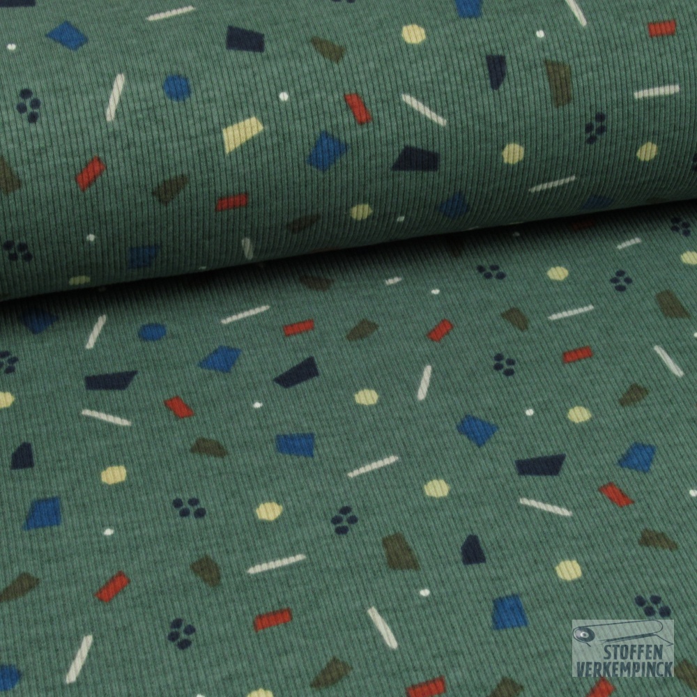Jersey Rib Vormpjes Oud Groen