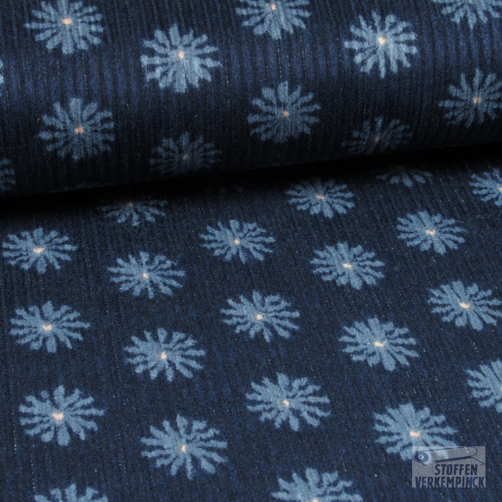 Washed Corduroy Flowers Navy